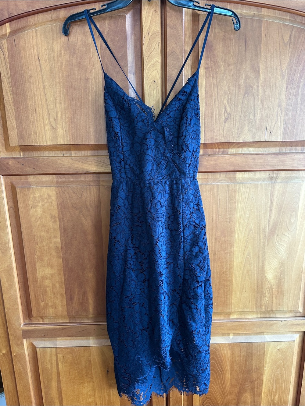 Navy Lace Slip Dress with Spaghetti Straps, size X-Small